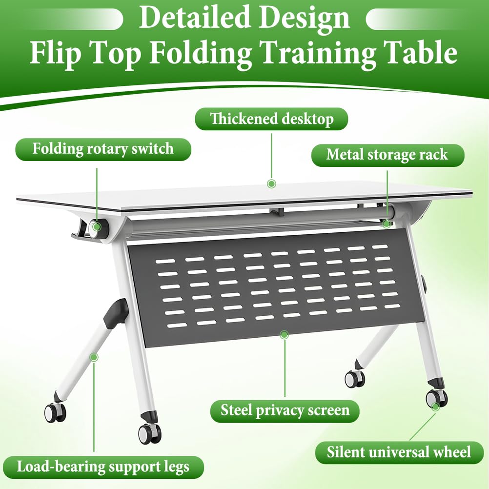 Folding Training Table with Glass Holder 2 Pack M934