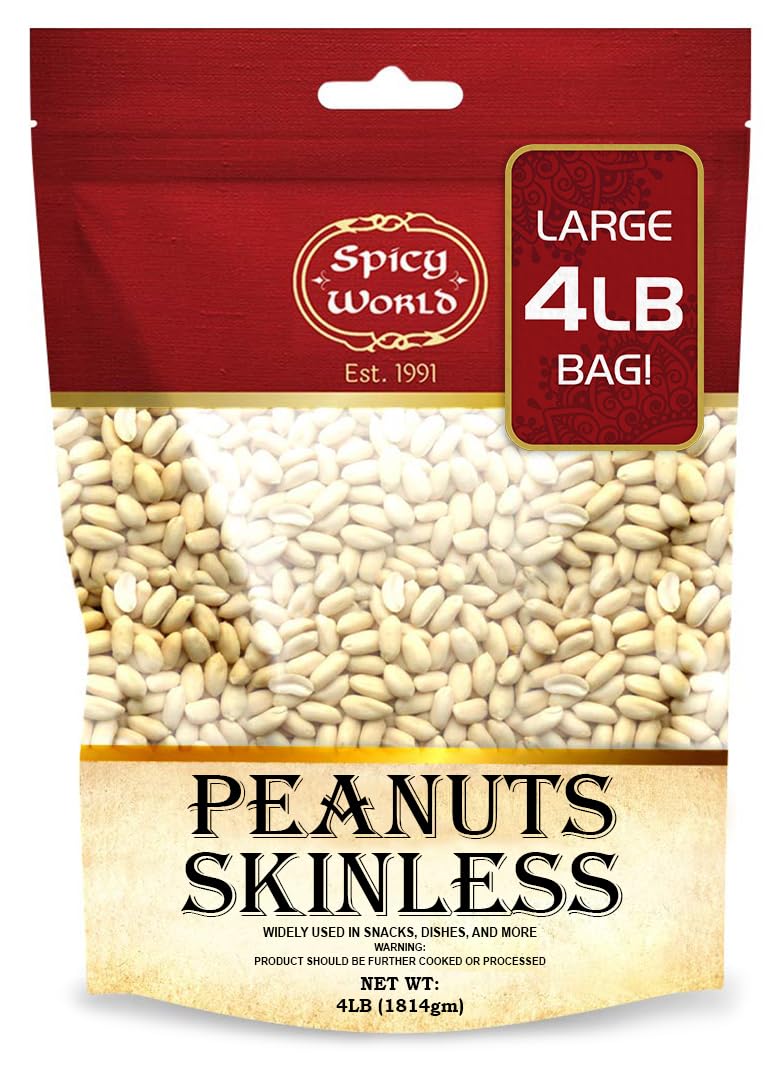 Blanched Raw Unsalted Skinless Peanuts 4 Pound E891