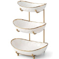 White 3 Tier Ceramic Fruit Bowl with Metal Holder K531