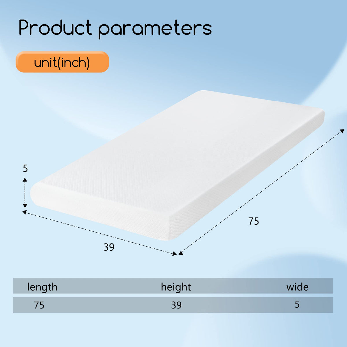 5" Twin Gel Memory Foam Mattress K768