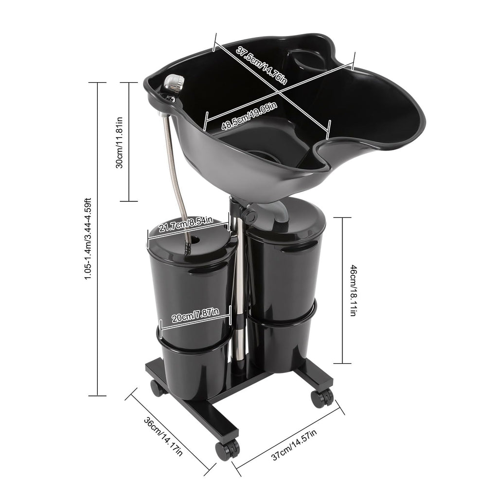 Portable Shampoo Bowl with Electric Pump, Adjustable Height, Dual Bucket Design A769384