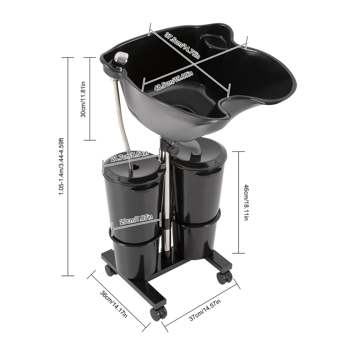 Portable Shampoo Bowl with Electric Pump, Adjustable Height, Dual Bucket Design A769384