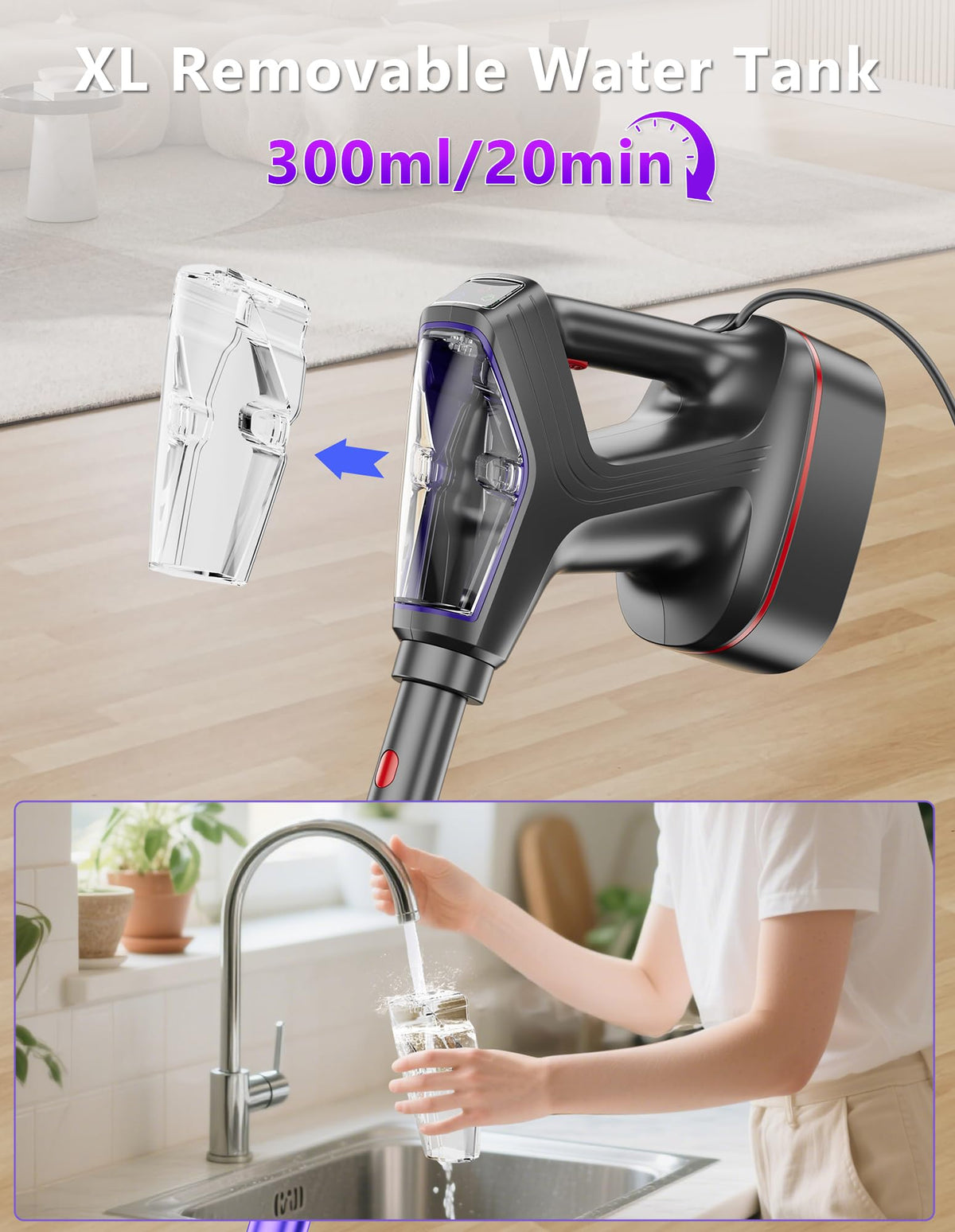 Heavy Duty All-in-One Steam Mop with Detachable Handheld Steamer H274838