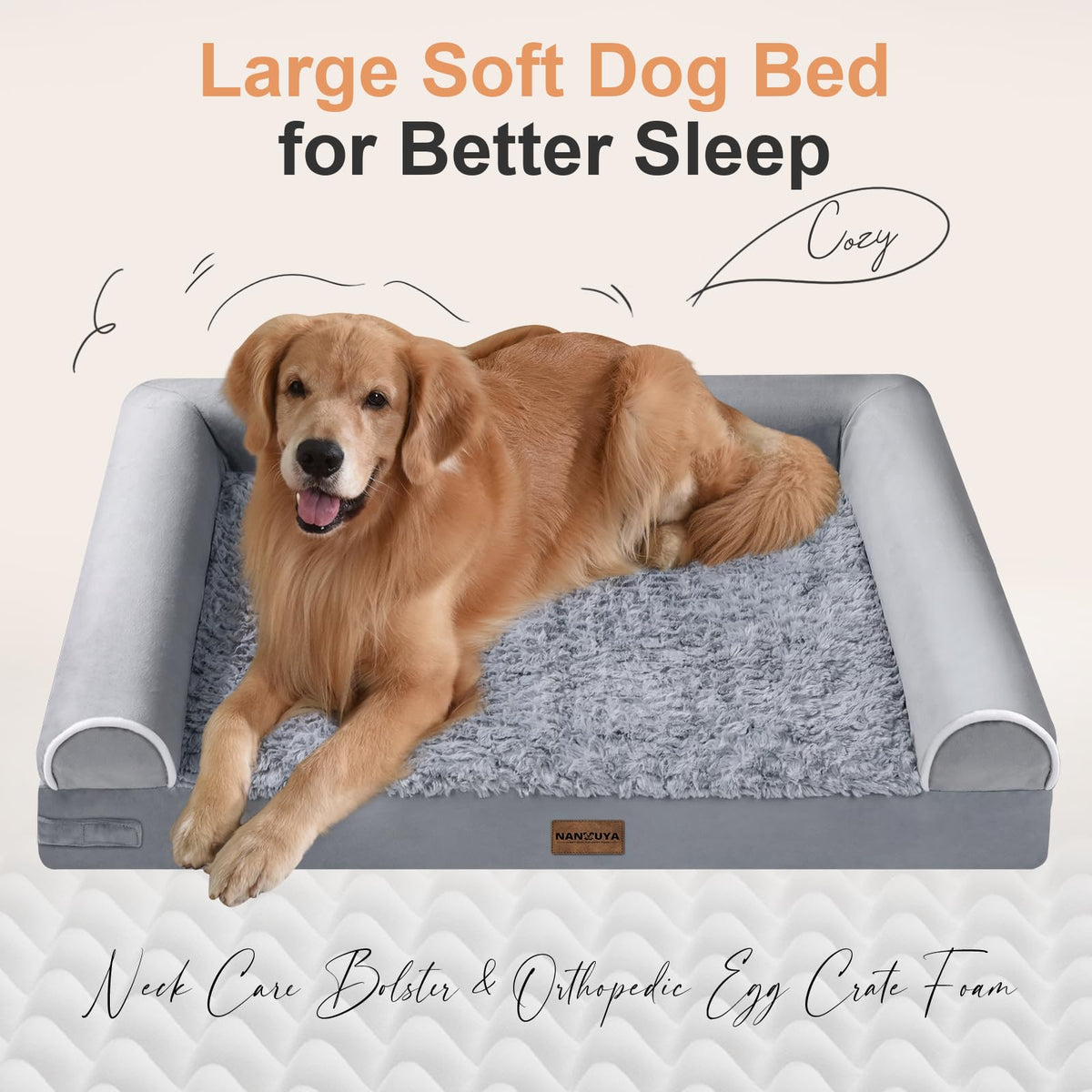 Light Grey 36 x 27 Inch Orthopedic Dog Bed S99555