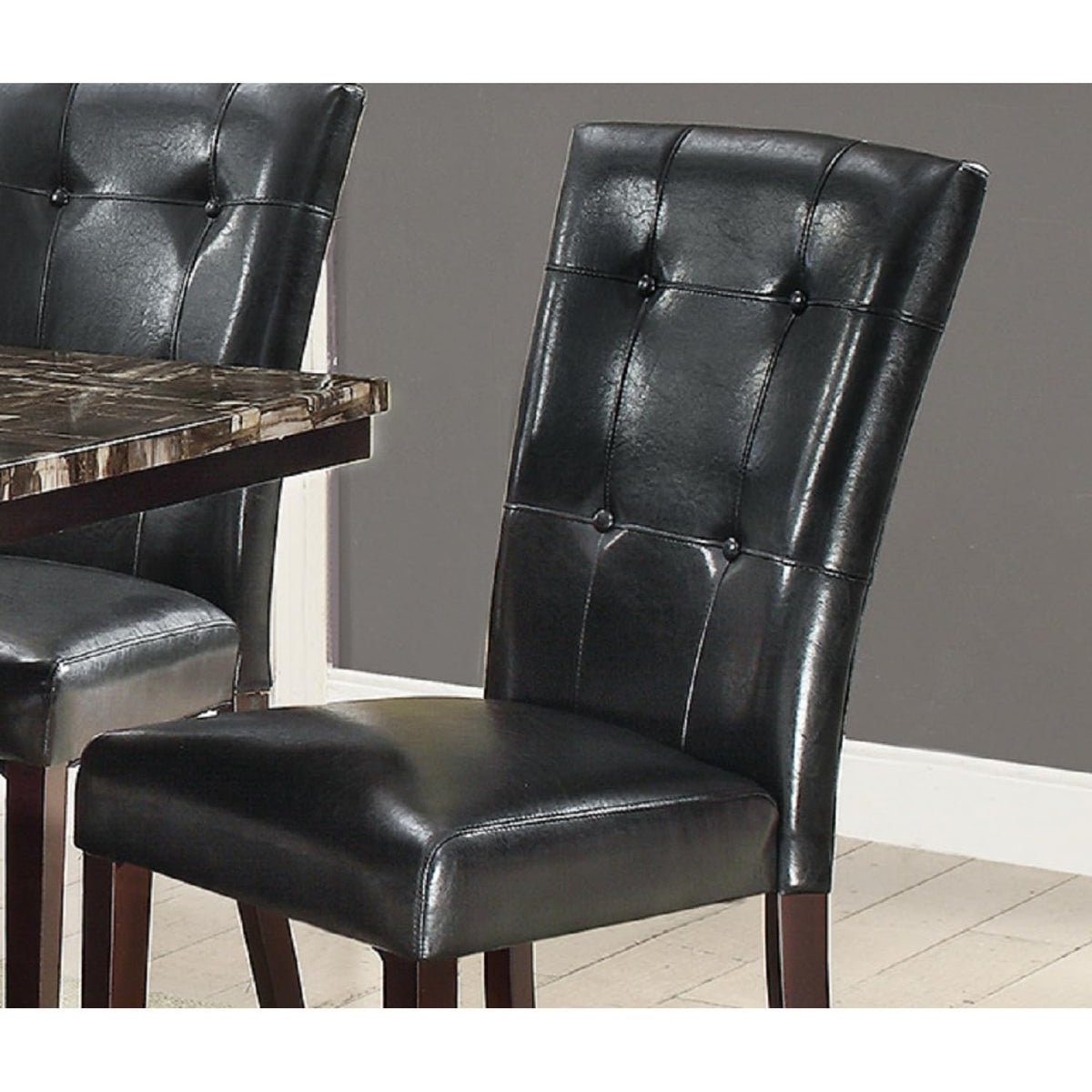 Black Faux Leather Parson Chairs Set of 2 M638
