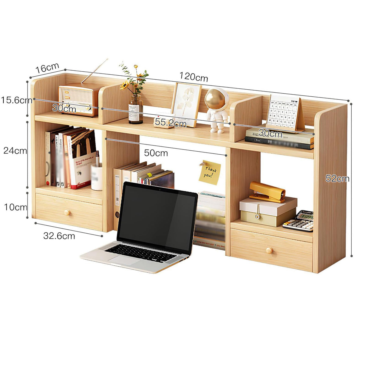 White Desktop Bookshelf Wood Storage Rack O1342