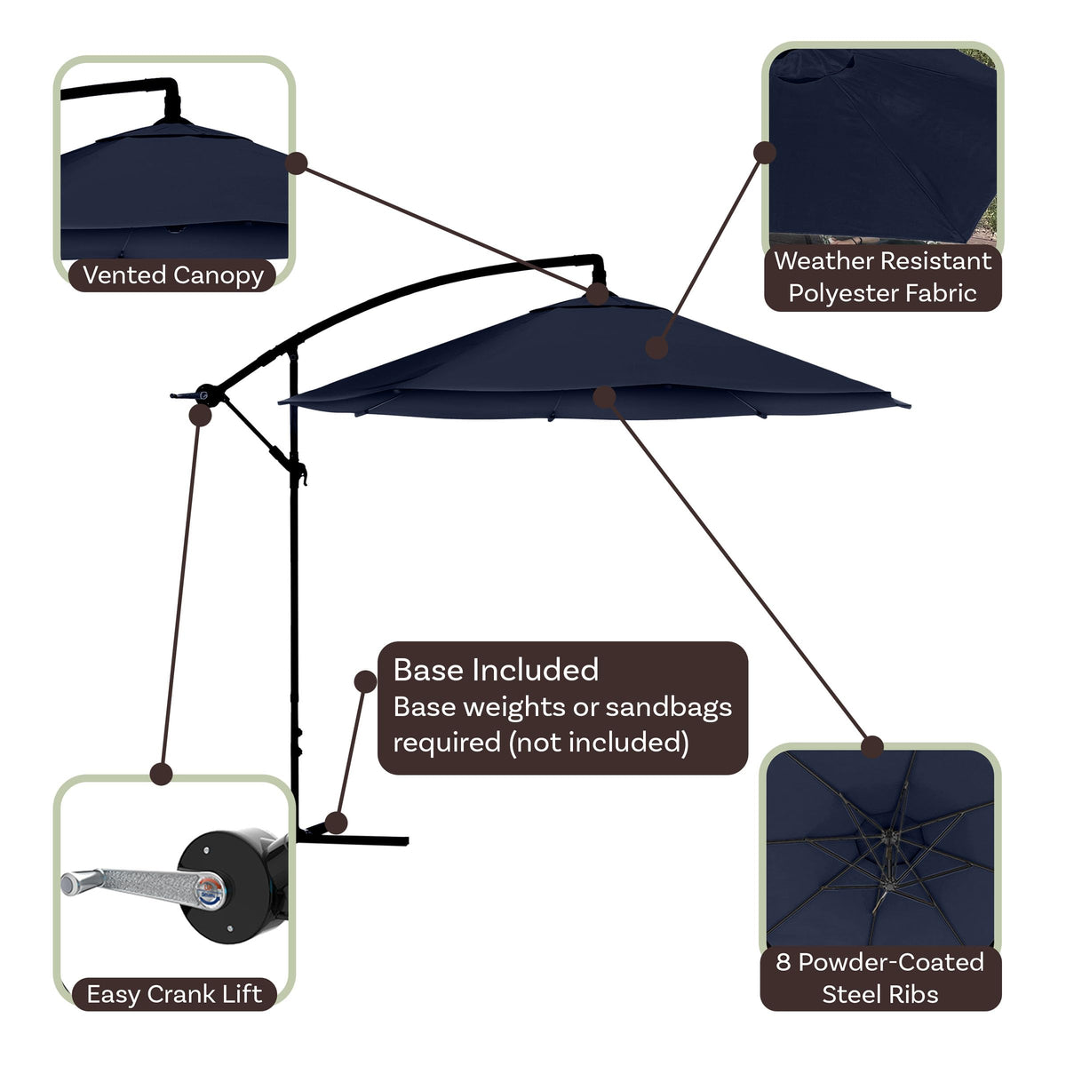 10 Ft Offset Cantilever Patio Umbrella with Cross Base T781