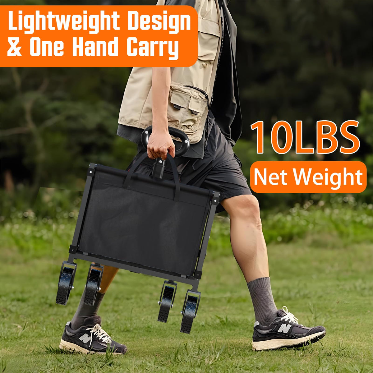 Foldable Lightweight Utility Cart with Wheels Black T54021