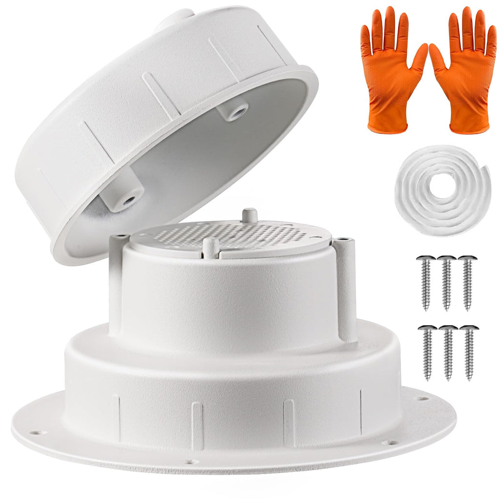 Aluminum RV Plumbing Vent Cap Kit with Screen White C4187