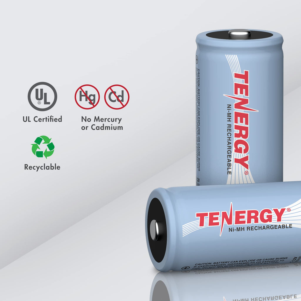 Rechargeable C Batteries and LCD Smart Battery Charger, 4 Pack D389