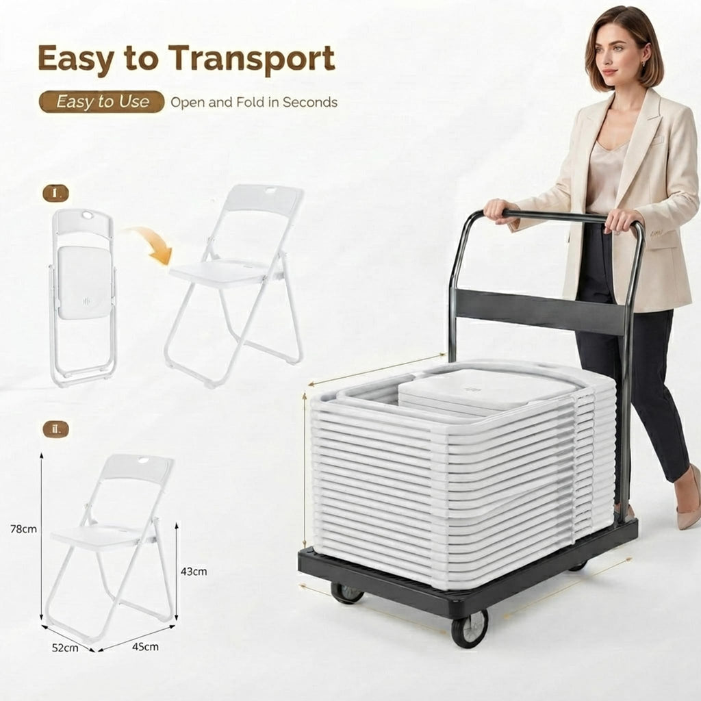 10 Pack White Plastic Folding Chairs L308