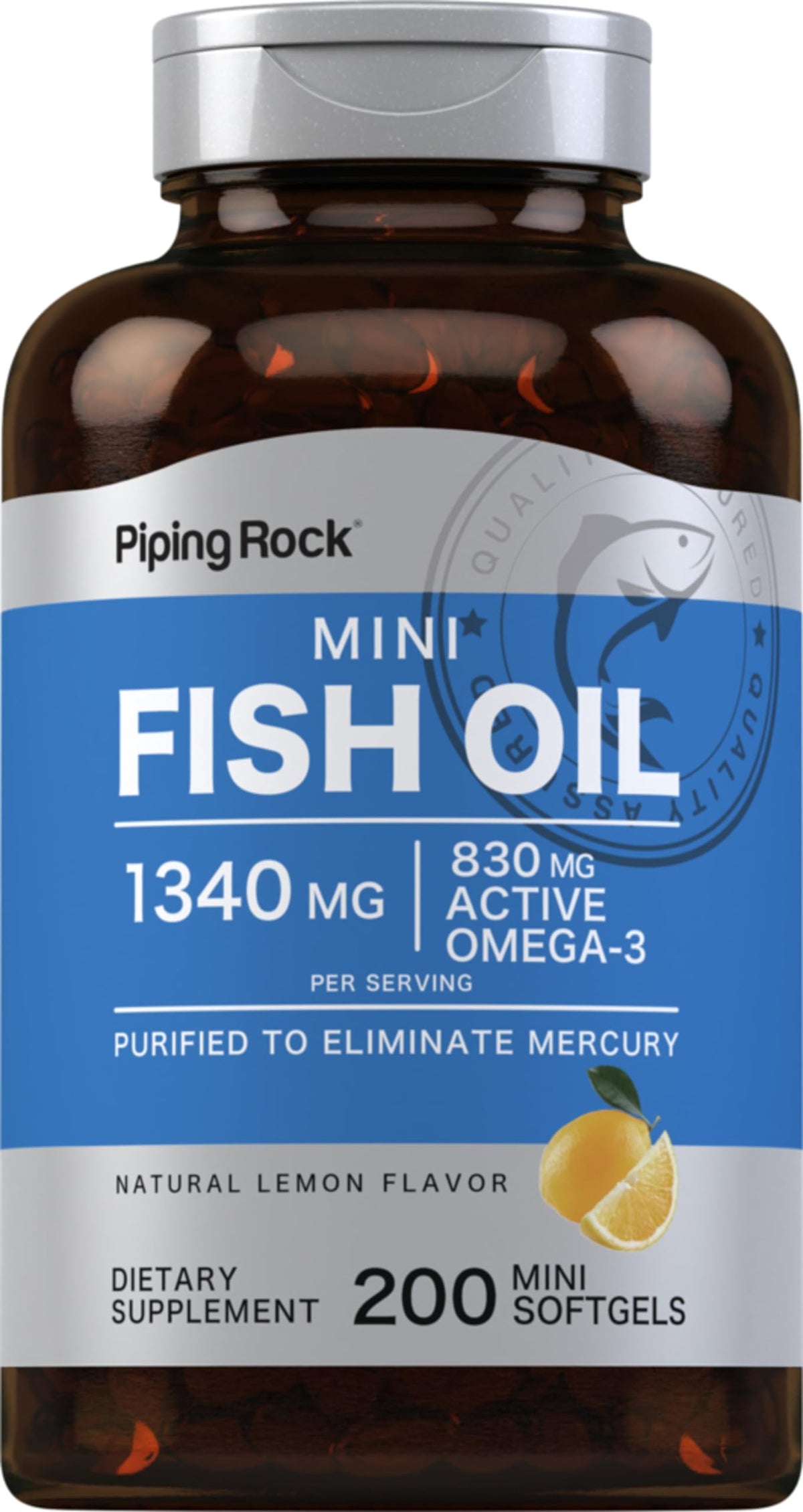 Fish Oil Omega 3 Supplement 1340 mg 200 Mini Softgels Q648