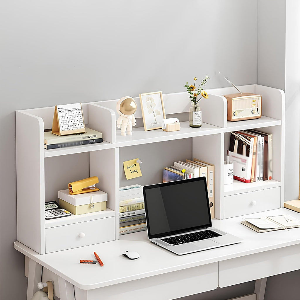 White Desktop Bookshelf Wood Storage Rack O1342