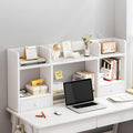 White Desktop Bookshelf Wood Storage Rack O1342