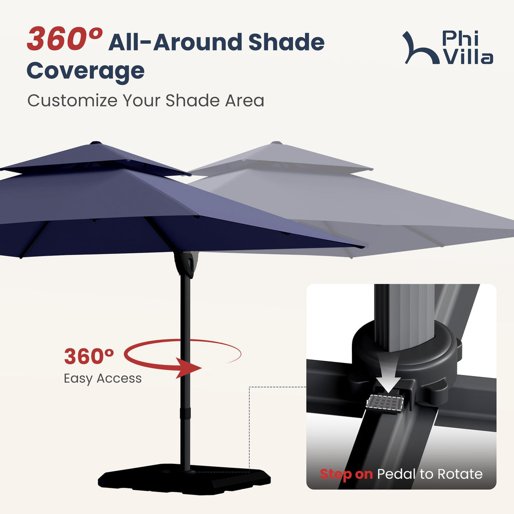9'x12' Navy Cantilever Patio Umbrella with Base S67020