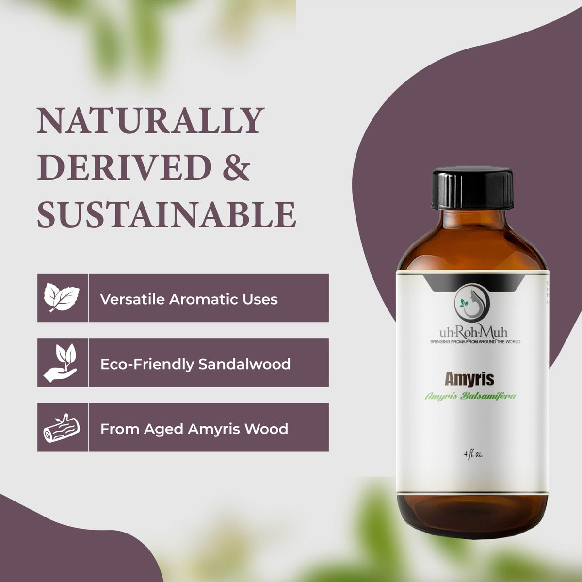 100% Natural Steam-Distilled Amyris Balsamifera Essential Oil 4 fl oz M708931