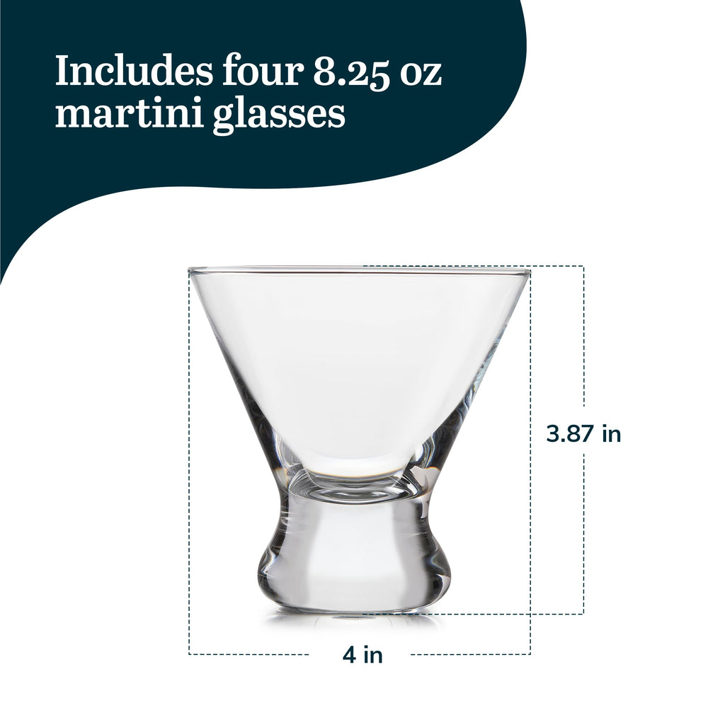 8.25 Oz Dishwasher Safe Stemless Martini Glasses Set of 4 U2260