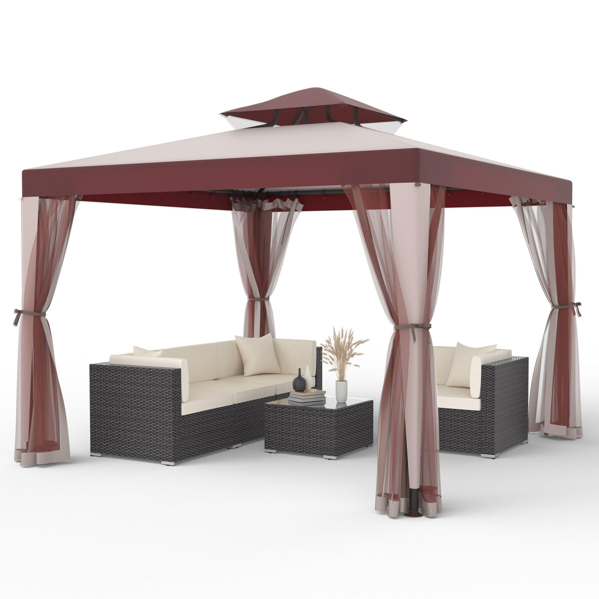 10x10 Outdoor Gazebo with Mosquito Netting O701784
