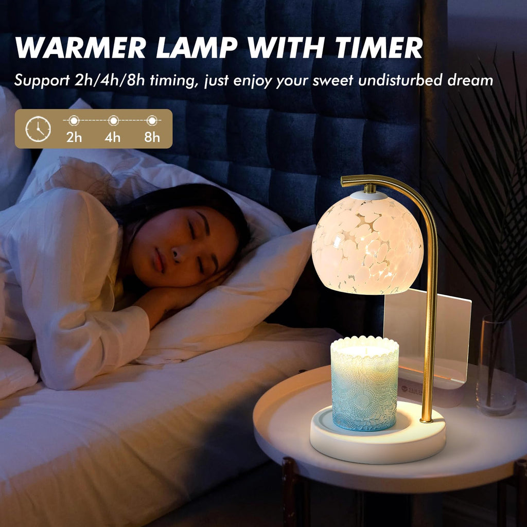 Dimmable Candle Warmer Lamp with Timer, 2 Bulbs, White F62097