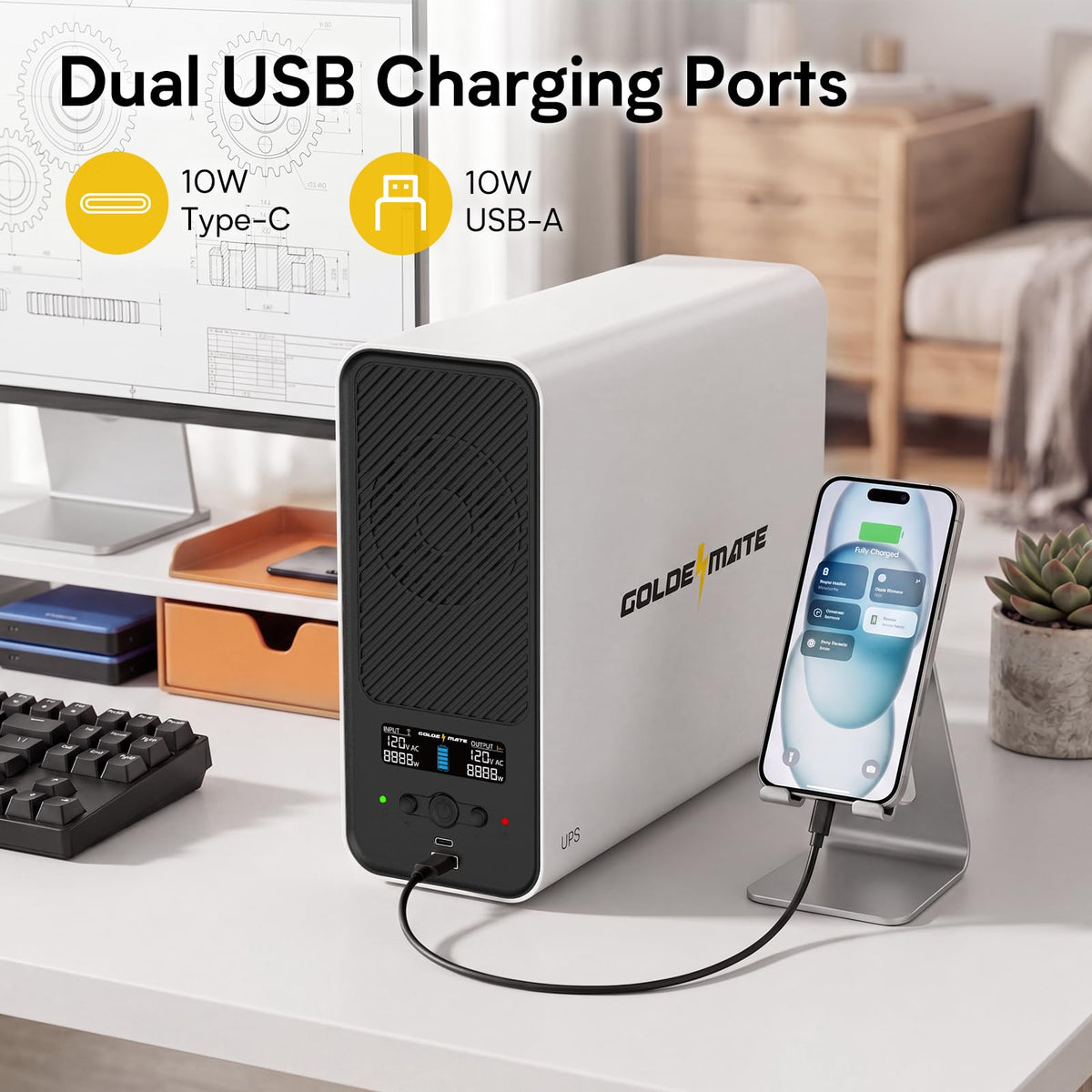 White 1500VA/1000W Lithium UPS Battery Backup & Surge Protector P27894