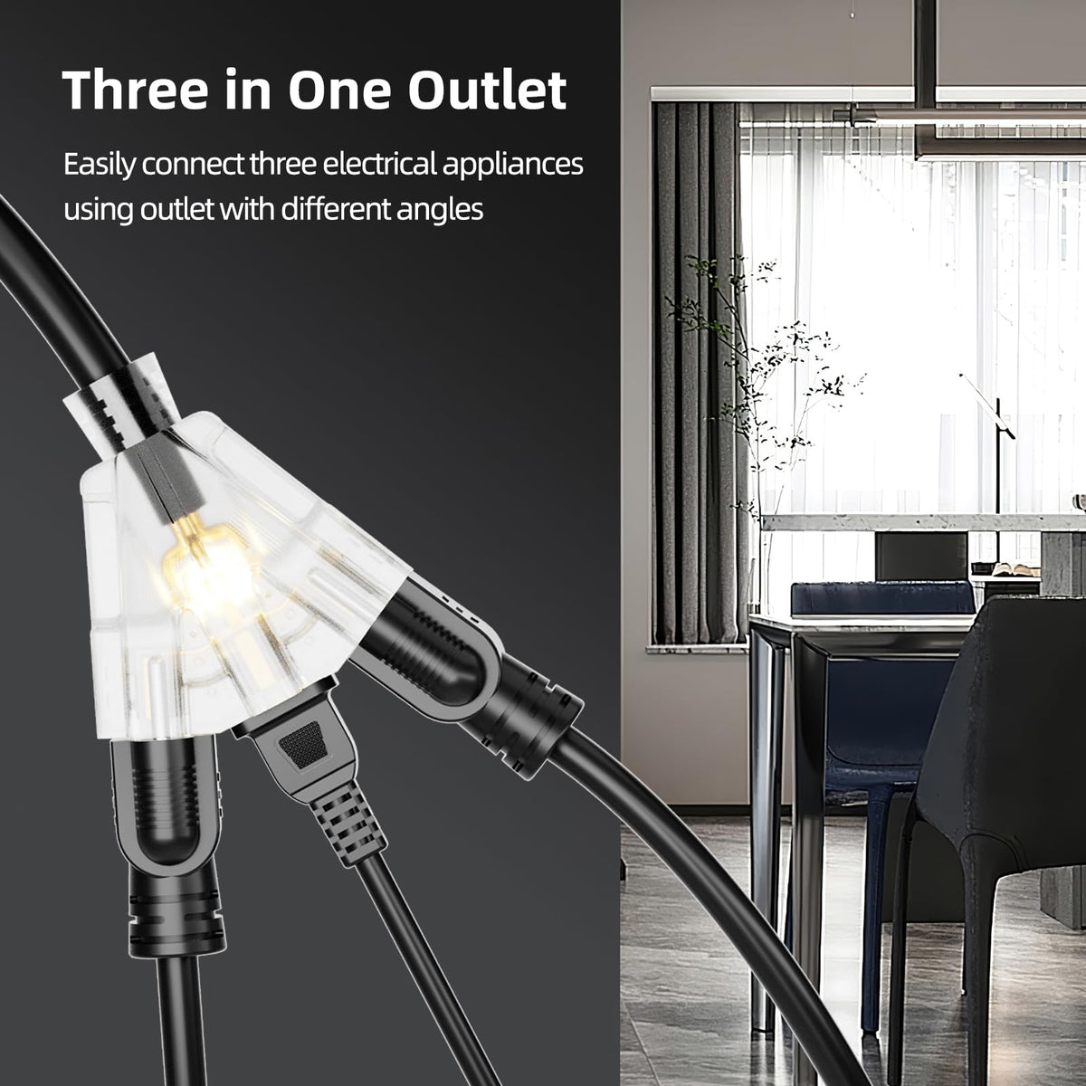 100 FT 12 Gauge Black Extension Cord with 3 Outlet X47554