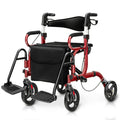 2 in 1 Folding Rollator Walker with Seat and 8" Wheels K933