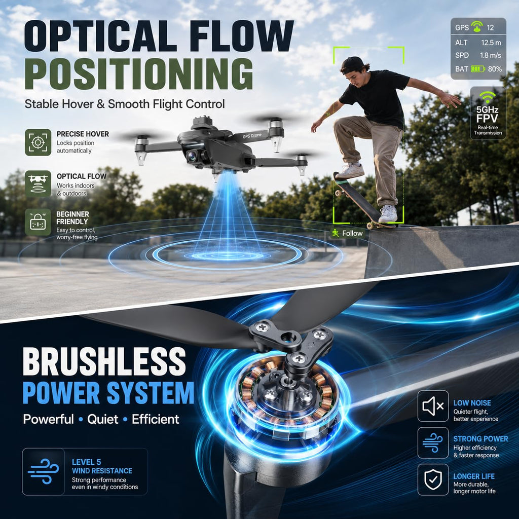 GPS Drone with 4K Camera, Under 249g Foldable RC Quadcopter B869