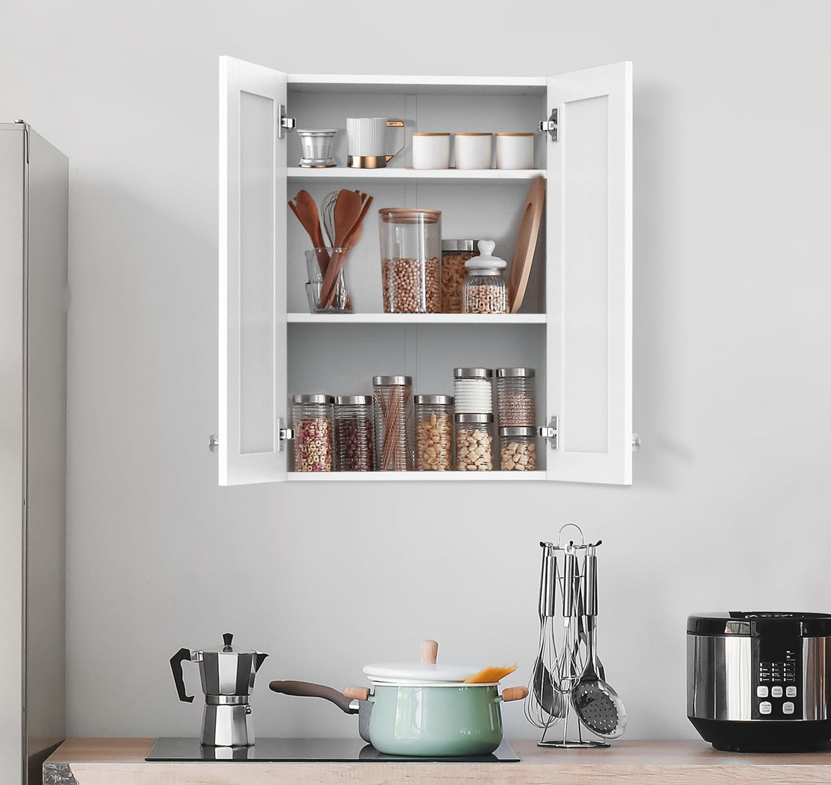 Wall Mounted White Bathroom Storage Cabinet 20x28 inch T8371