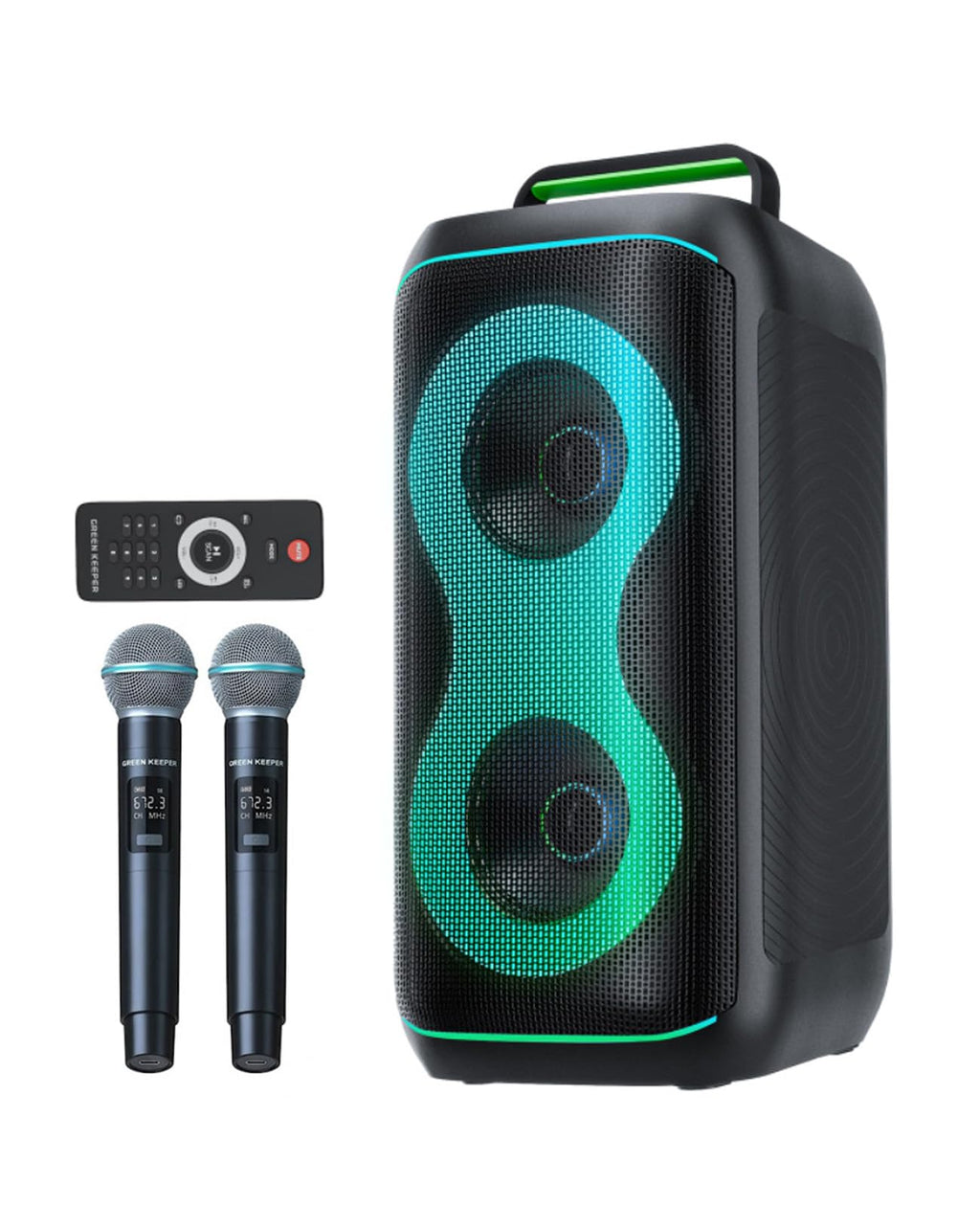 500W Karaoke Machine with 2 Wireless Microphones and Dual 6.5'' Subwoofers Y3241