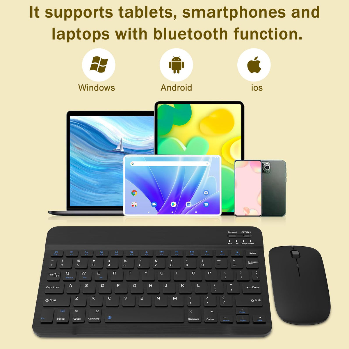 Black Rechargeable Bluetooth Keyboard and Mouse Combo X116
