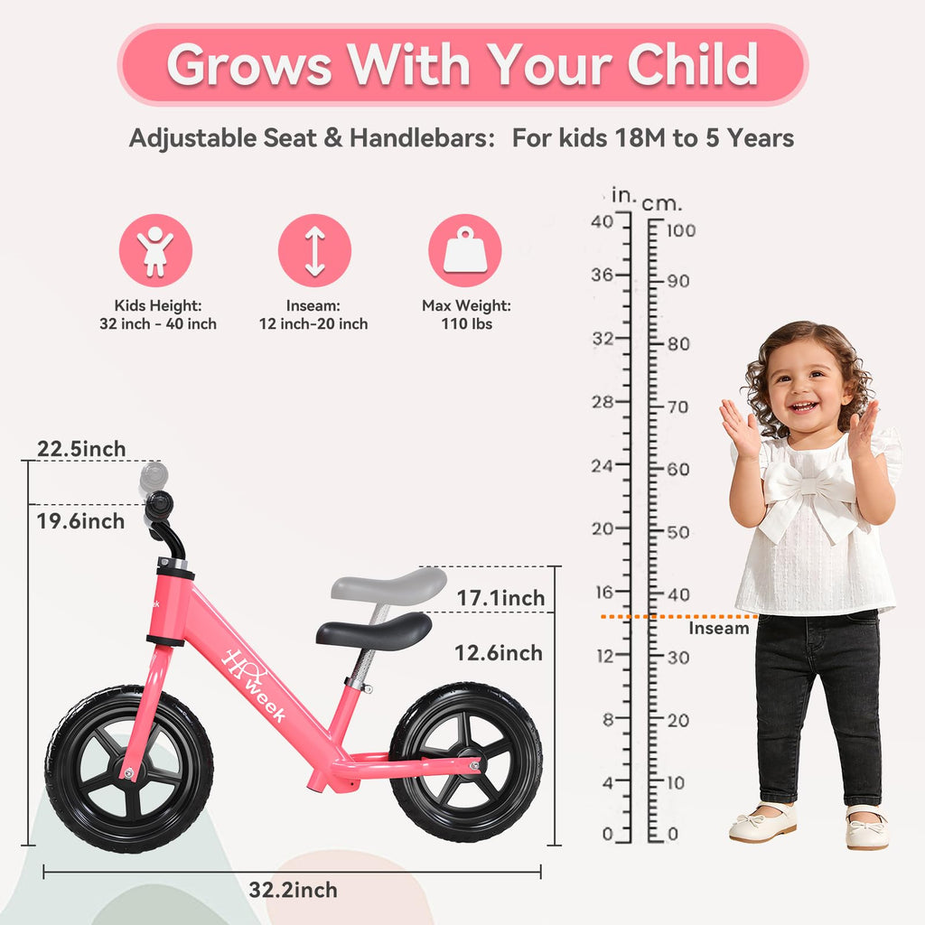 12” No Pedal Adjustable Toddler Balance Bike H815108