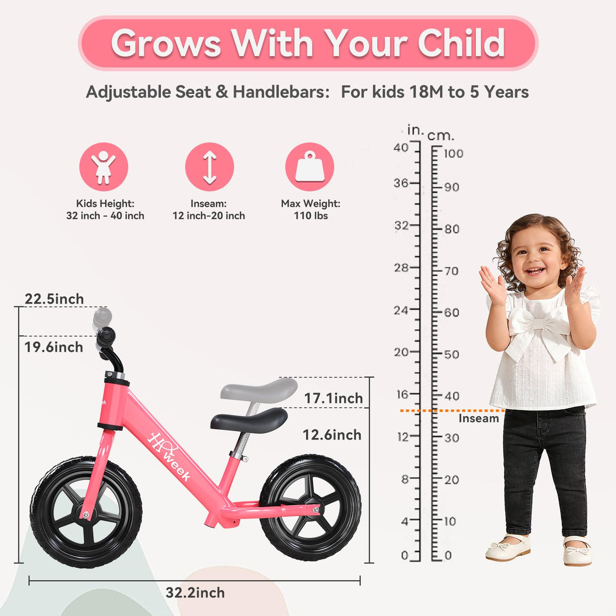 12” No Pedal Adjustable Toddler Balance Bike H815108