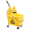 Rectangular Mop Bucket with Down Press Wringer Combo, 35-Quart, Yellow R9164