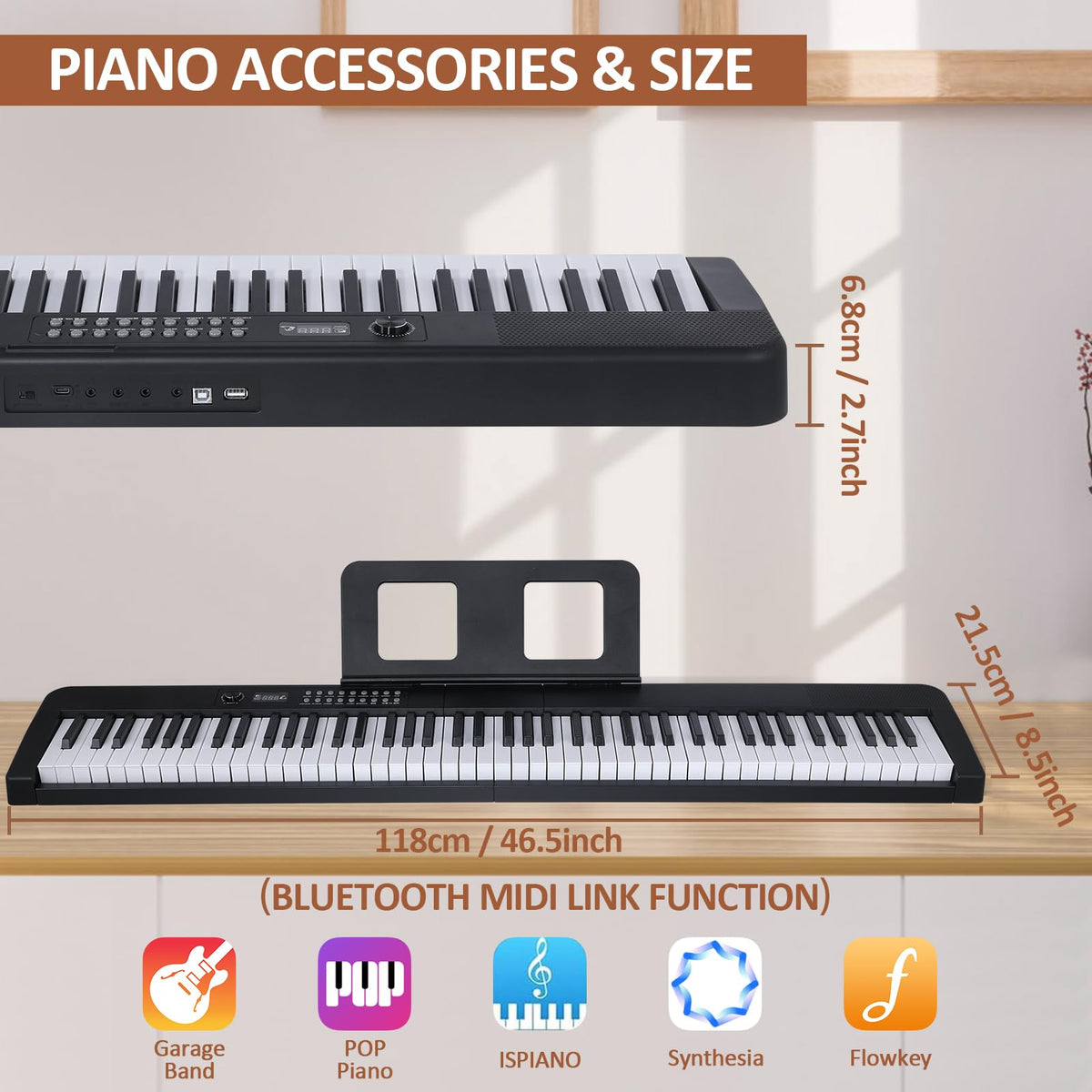 88 Key Electric Digital Piano with Semi Weighted Keys Y551853
