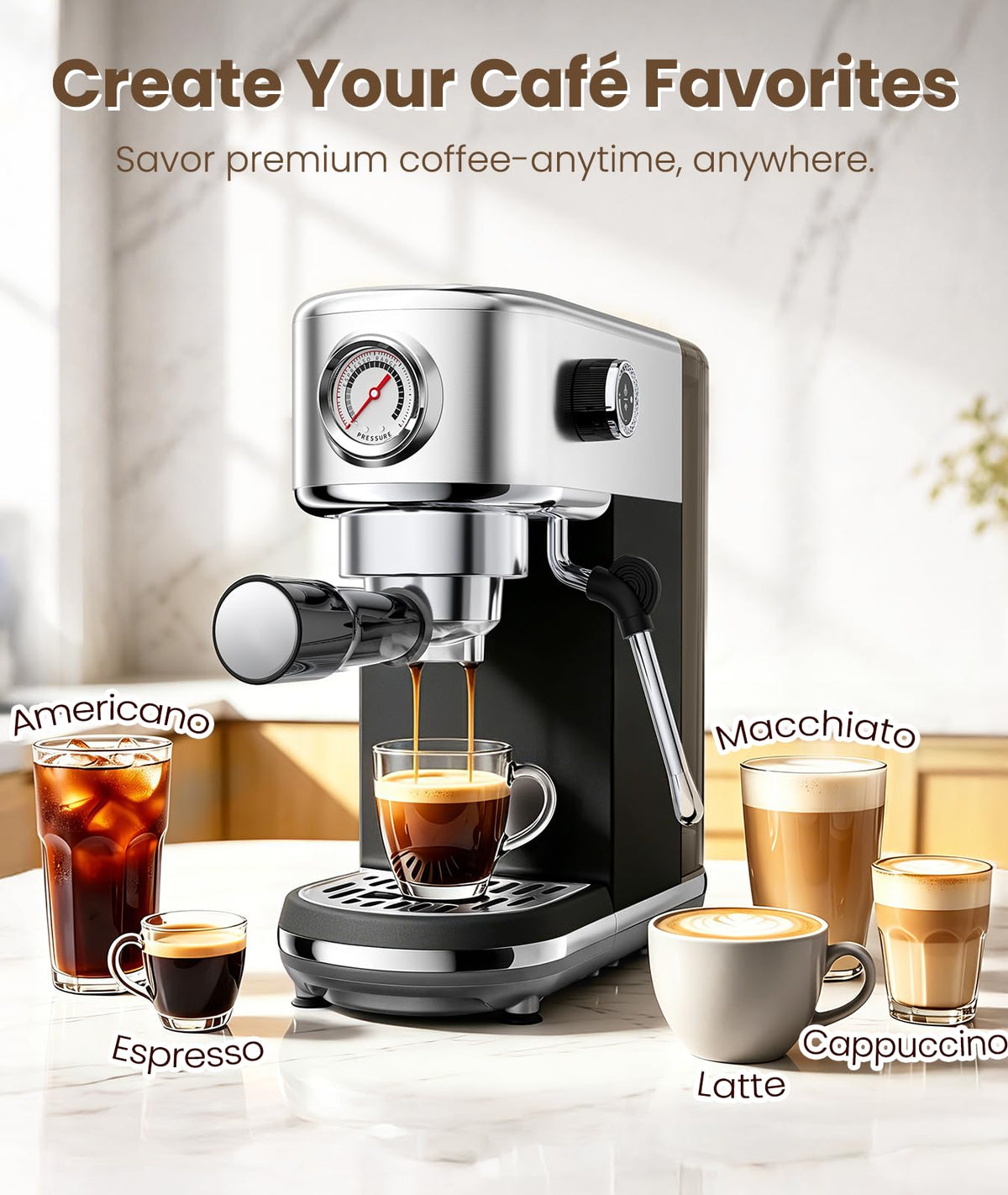 20 Bar Espresso Coffee Machine with Milk Frother R79580