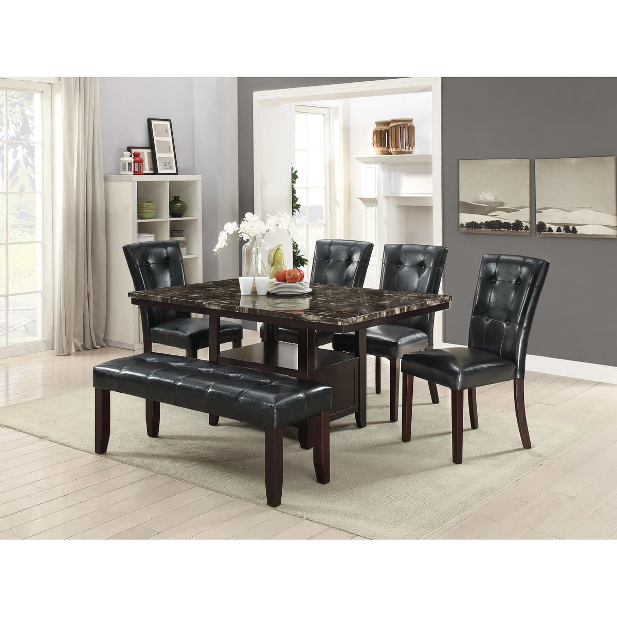 Black Faux Leather Parson Chairs Set of 2 M638