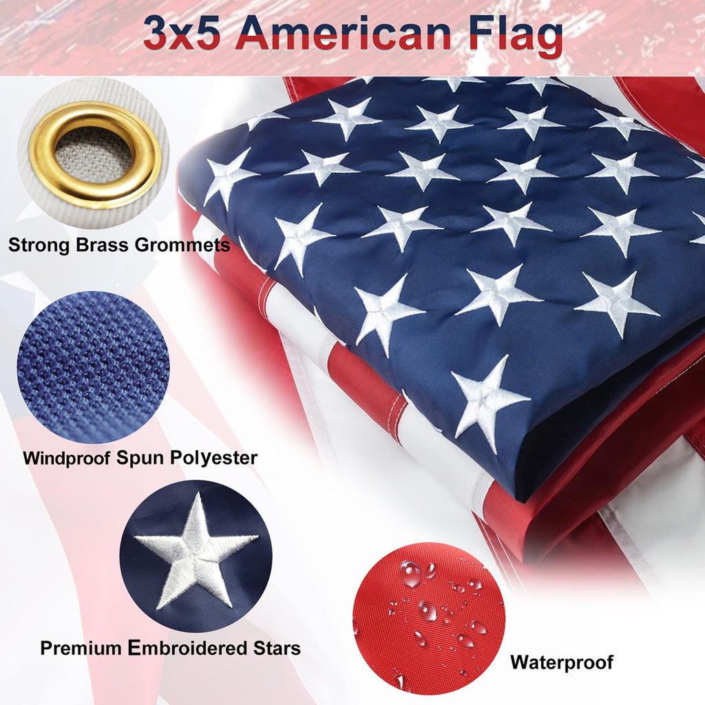 6FT Aluminum Flag Pole Kit with 3x5 US Flag H338578