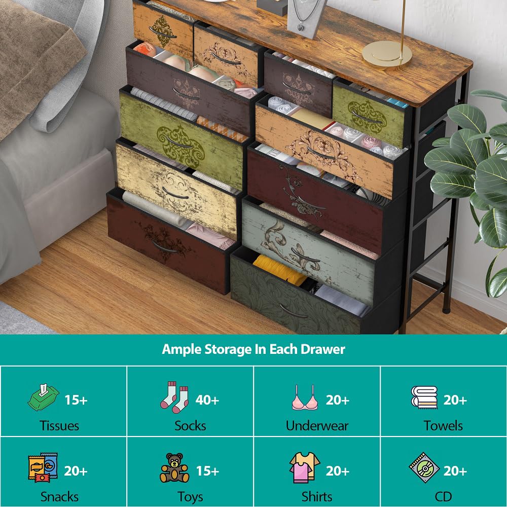 12 Drawer Fabric Dresser Y2388