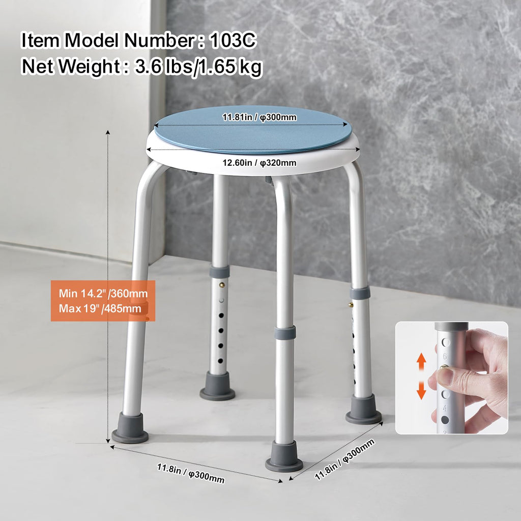 Adjustable Non-Slip Shower Chair 300 lbs Capacity G616649