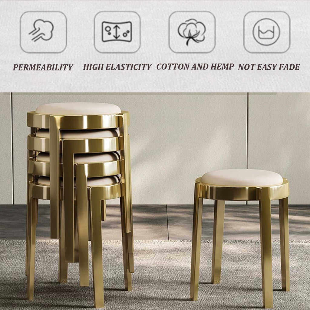 Round Stackable Stainless Steel Microfiber Leather Stools I83941
