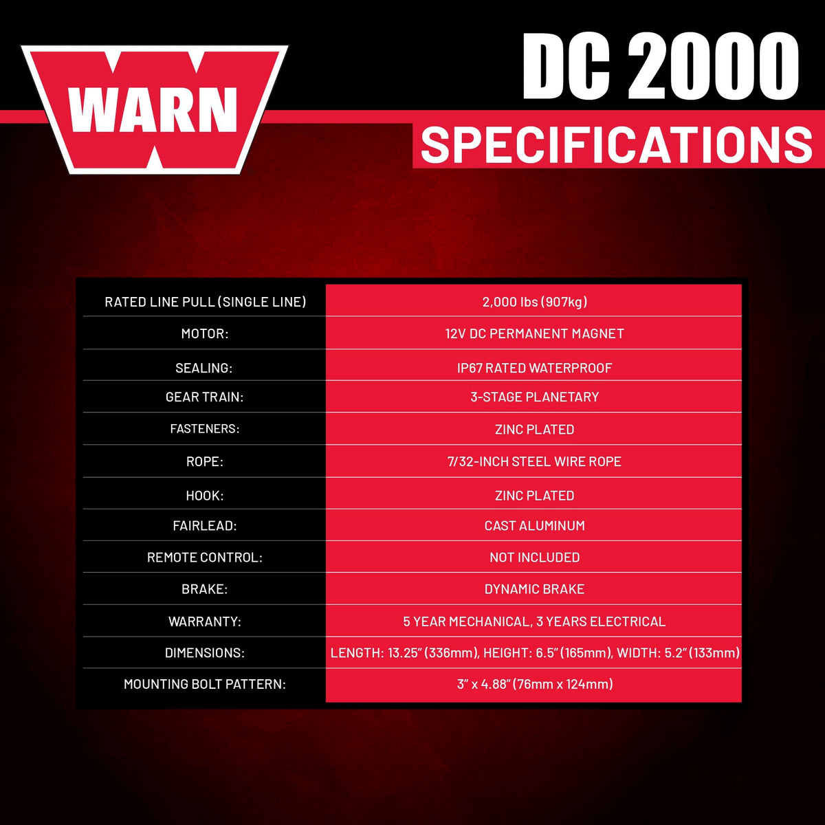 12V Electric Winch with 2000 lb Pulling Capacity B951620
