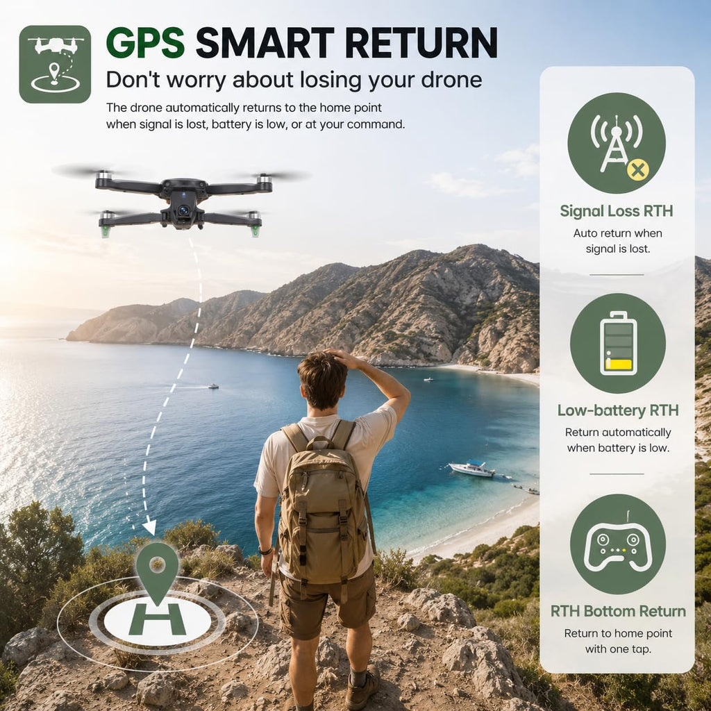 GPS Drone with 4K Camera, Under 249g Foldable RC Quadcopter B869