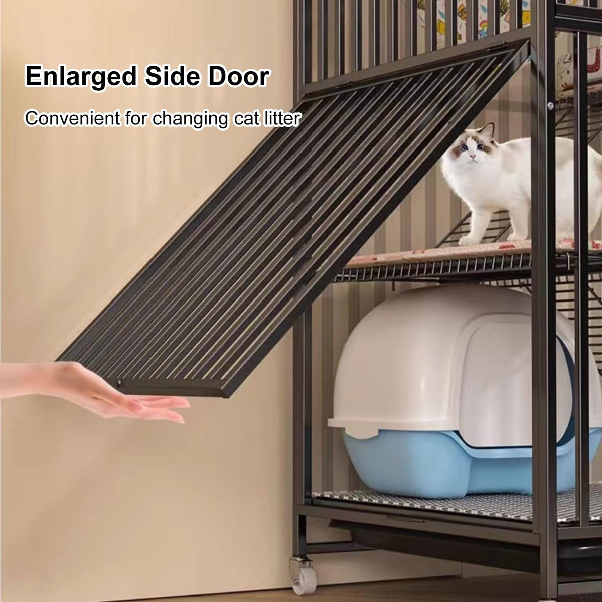 4 Tier Cat Cage with Litter Box and Wheel J38166