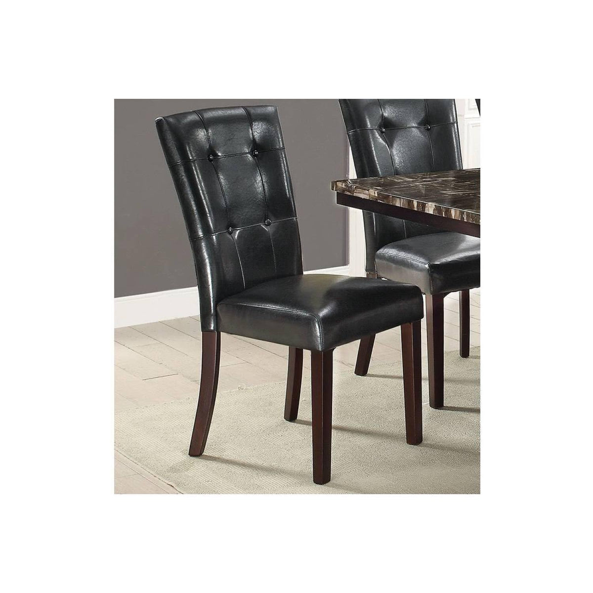 Black Faux Leather Parson Chairs Set of 2 M638
