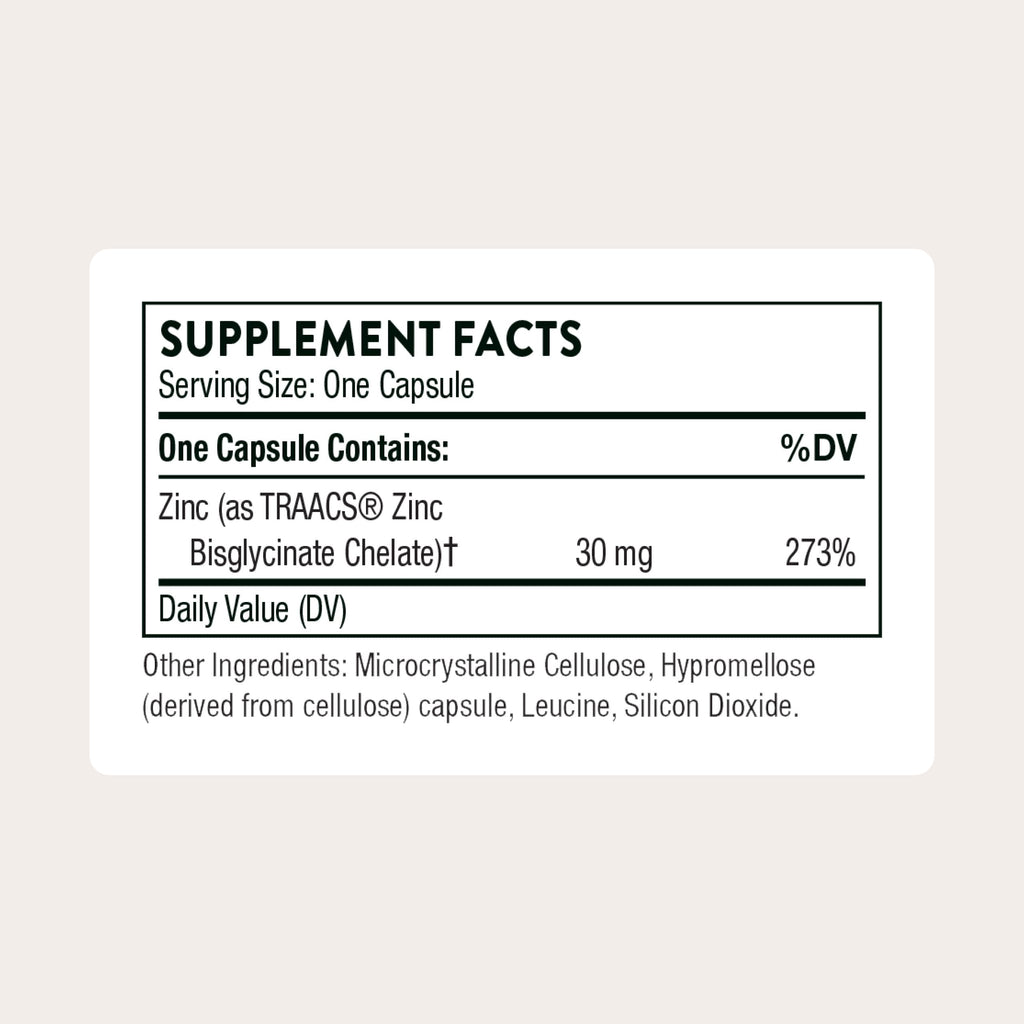 Zinc Bisglycinate 30 mg 60 Capsules D3673