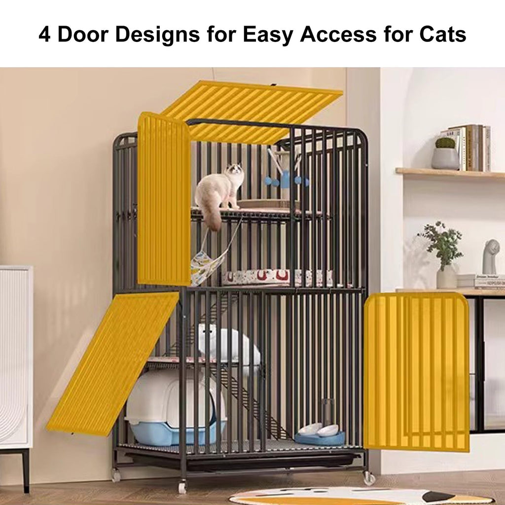 4 Tier Cat Cage with Litter Box and Wheel J38166