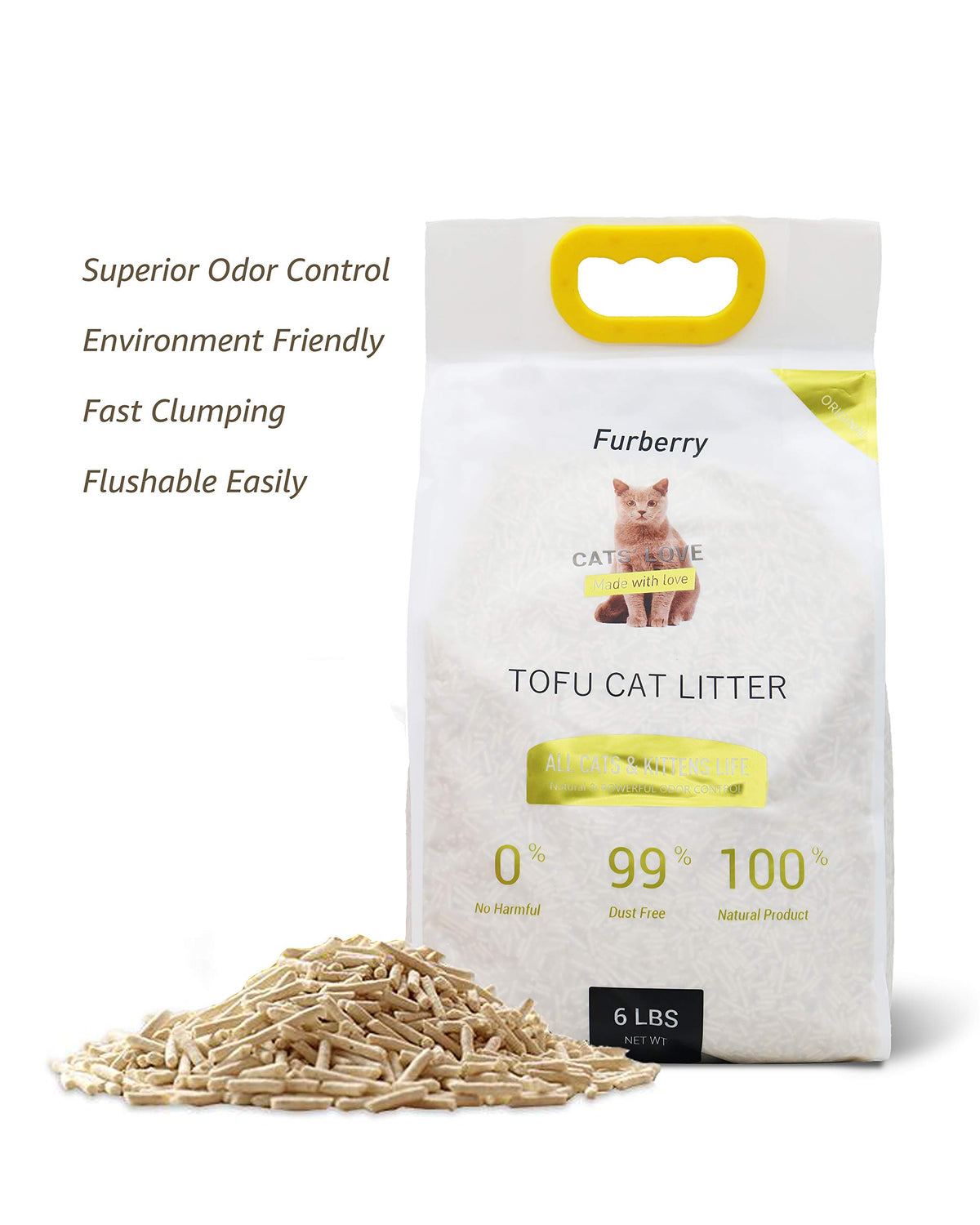 Natural Soy Tofu Cat Litter, Clumping, Flushable, Unscented, 2 Pack F712