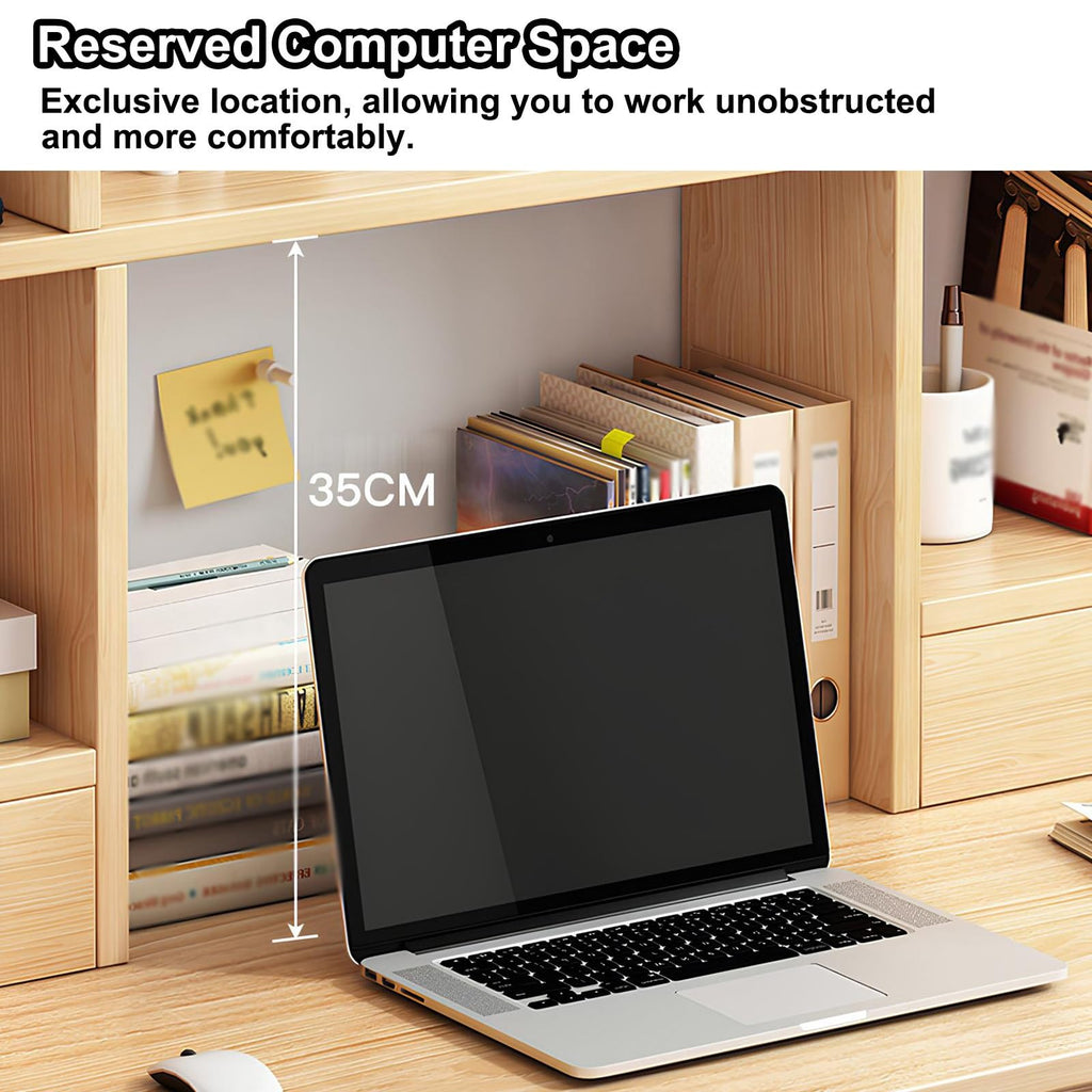 White Desktop Bookshelf Wood Storage Rack O1342