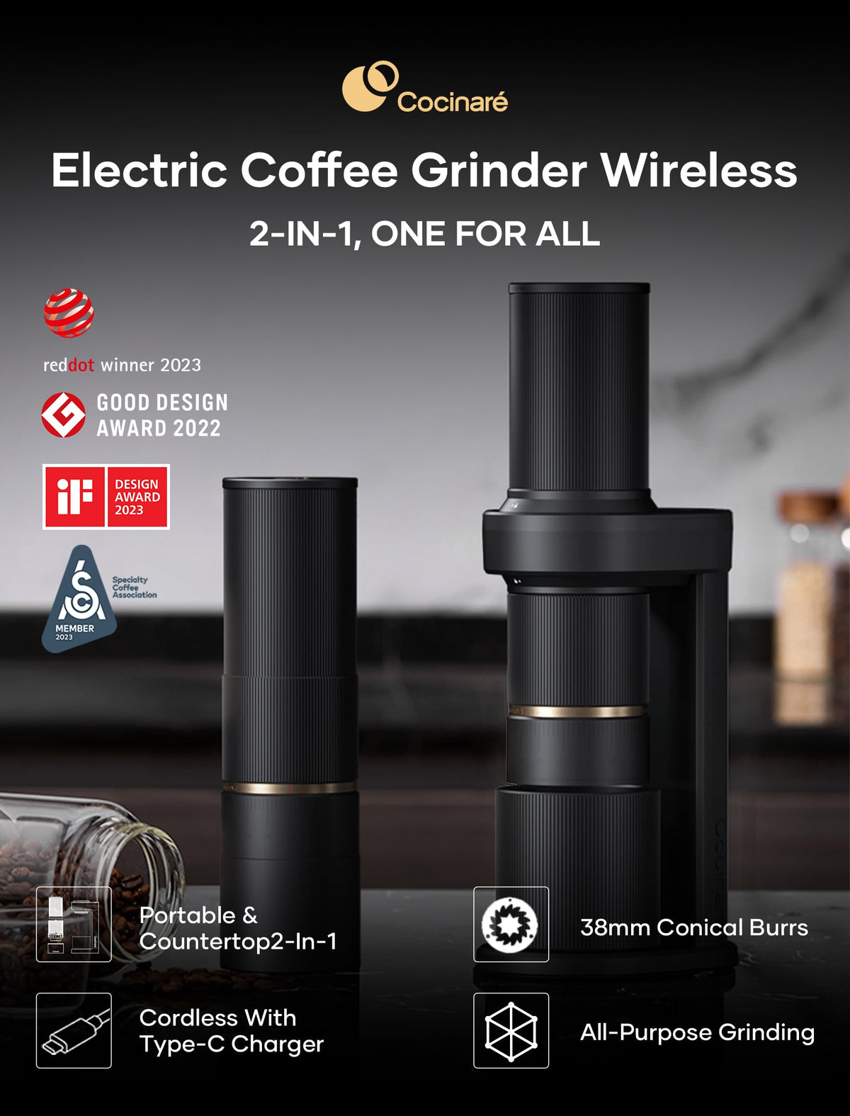 Electric Portable Burr Coffee Grinder H4294