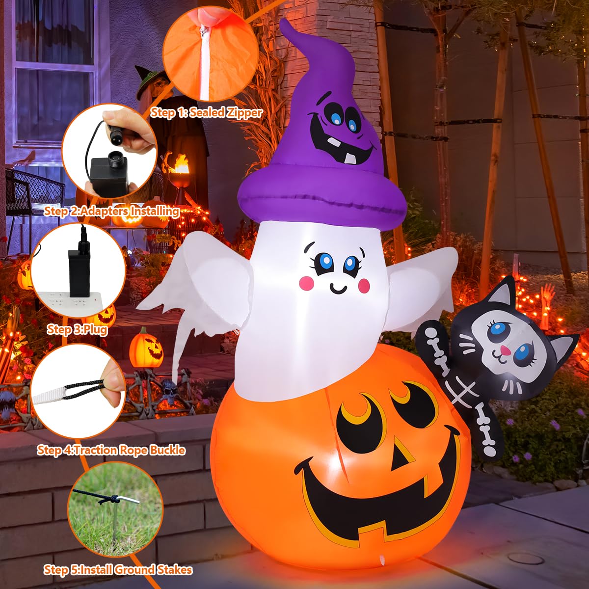 5 FT Halloween Inflatables with Built-in LEDs F237